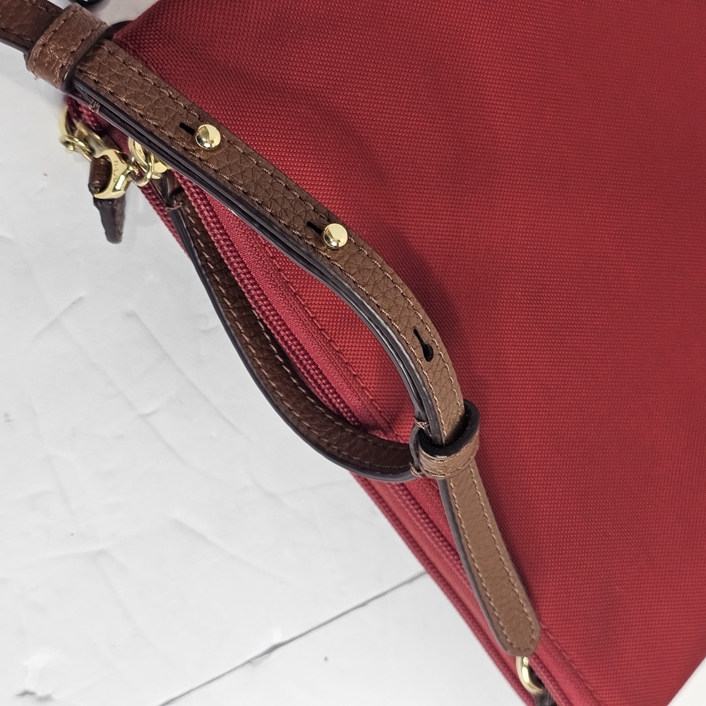 Lauren Ralph Lauren Plain Red Zip Crossbody Clutch Bag Case Pouch - Picture 10 of 14